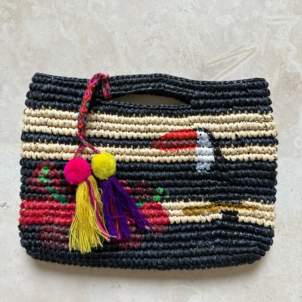 Sensi studio raffia clutch